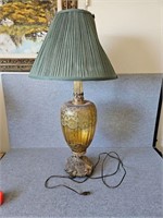VINTAGE 60'S TABLE LAMP AMBER GLASS GILDED DESIGN
