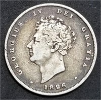 1826 GB/UK George IV Silver Shilling