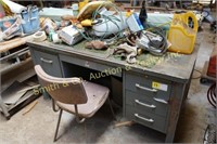 6 Drawer Metal Desk w/ Contents