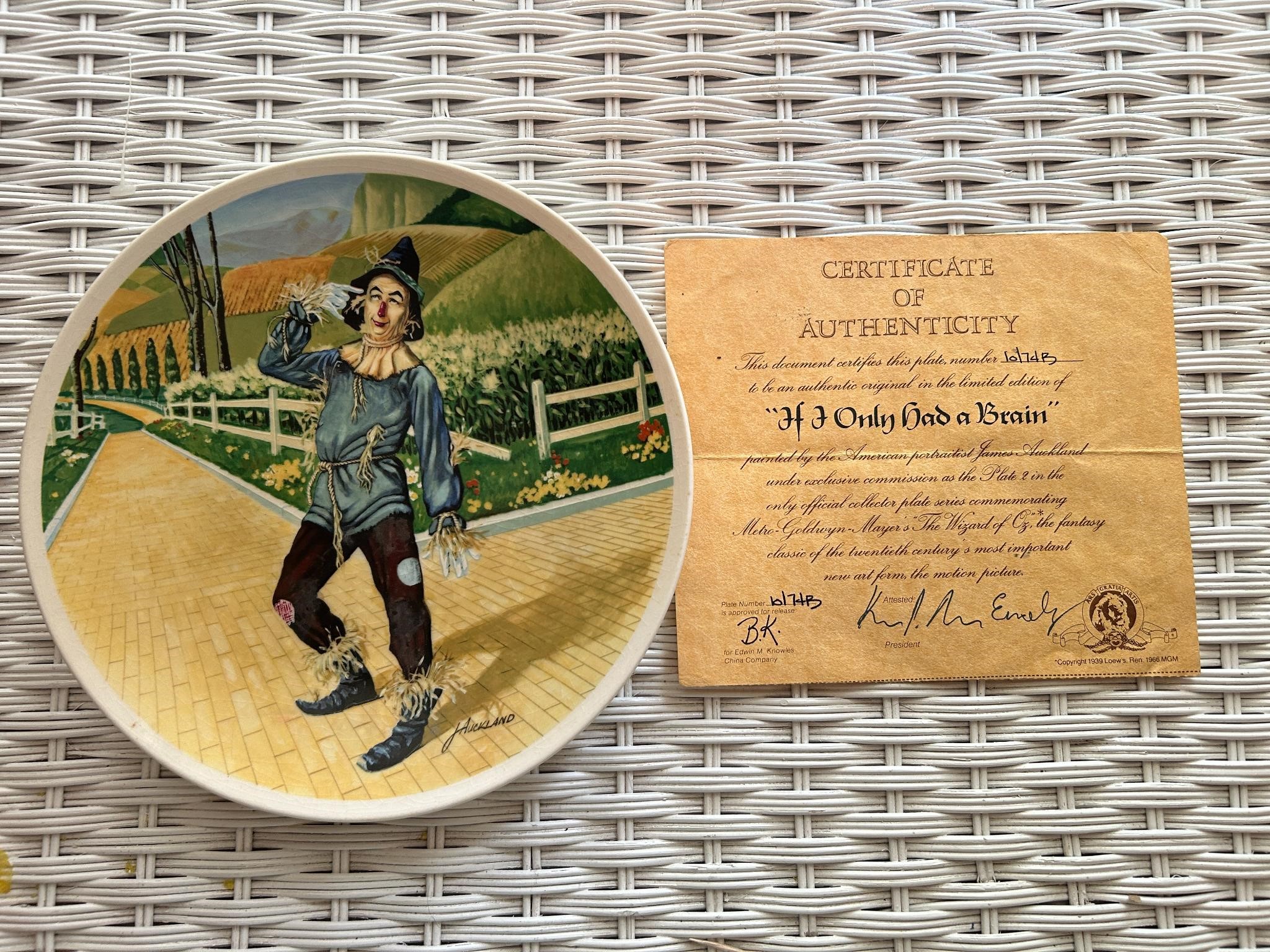 1977 MGM Collectible Plate - Scarecrow "If I Only