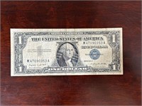 1957 A $1 Dollar Silver Certificate with blue seal