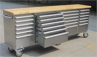 NEW 8 FT 24 DRAWER STAINLESS TOOL BENCH