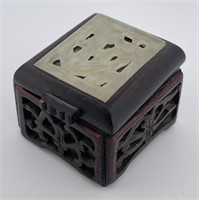 Mini Chinese Jade and Wood Box