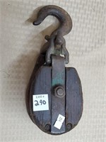 Primitive Wood & Metal Pulley