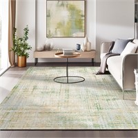 Area Rug 6x9 Abstract Sketch Distressed Green