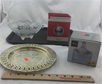 Silver Plate, Holiday Ball, Mikasa Footed Dish