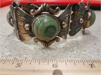 Mexico Silver & Jasper Large Hinge Bracelet