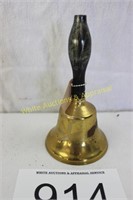 Antique Handheld Wood Handle Brass Teachers Bell