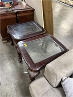 2PC GLASS TOP END TABLES