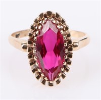 3.6CT MARQUISE RUBY 10K YELLOW GOLD LADIES RING