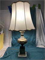 Metal Table Lamp White Sand Accents w/ Marble Base