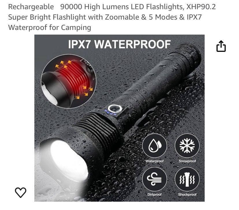 Rechargeable 90000 High Lumens LED Flashlights