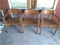 3 oak Wood chairs