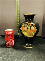 SMC Korea Brass Lacquered Vase w/ Bird Design
