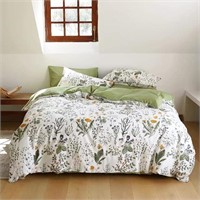 Karever Botanical Comforter Set Queen White and