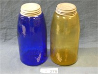 Cobalt & Yellow Quart Mason Jars