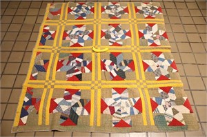 Vintage Hand-Made Eight-Point Star Quilt