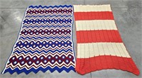 2 Vintage Crocheted Afghans- Patriotic +