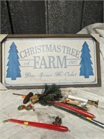 Christmas Tree Farm Sign, Candles, Etc