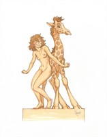 Frank Pé. Illustration originale Manon girafon