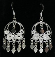 Sterling silver shepherd hook chandelier earrings