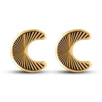 14 Kt-Yellow Gold Moon Diamond Cut Earrings