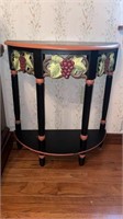 Small Painted Wooden Accent Table With Grape Motif