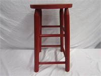 Red Wood Stool 22" T