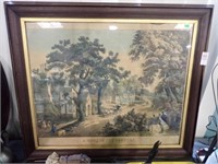 "A HOME IN THE COUNTRY" FRAMED LITHOGRAPH 31x26