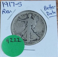 1917-S WALKING LIBERTY HALF DOLLAR