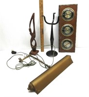 Vtg Items,Desk Light,Wood Sculpture,Barometer