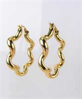 18K Yellow Gold Squiggle Hoop Earrings