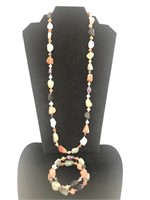Gemstone Necklace w/ Matching Wrap Bracelet 925