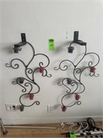 2qty Metal Wall Candle Holders w/Candles