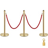 BestEquip 3PCS Gold Stanchion Post  38 Inch Rope