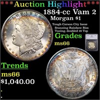 *Highlight* 1884-cc Vam 2 Morgan $1 Graded ms66