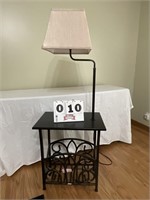 Metal Magazine rack / Table lamp. Approximately