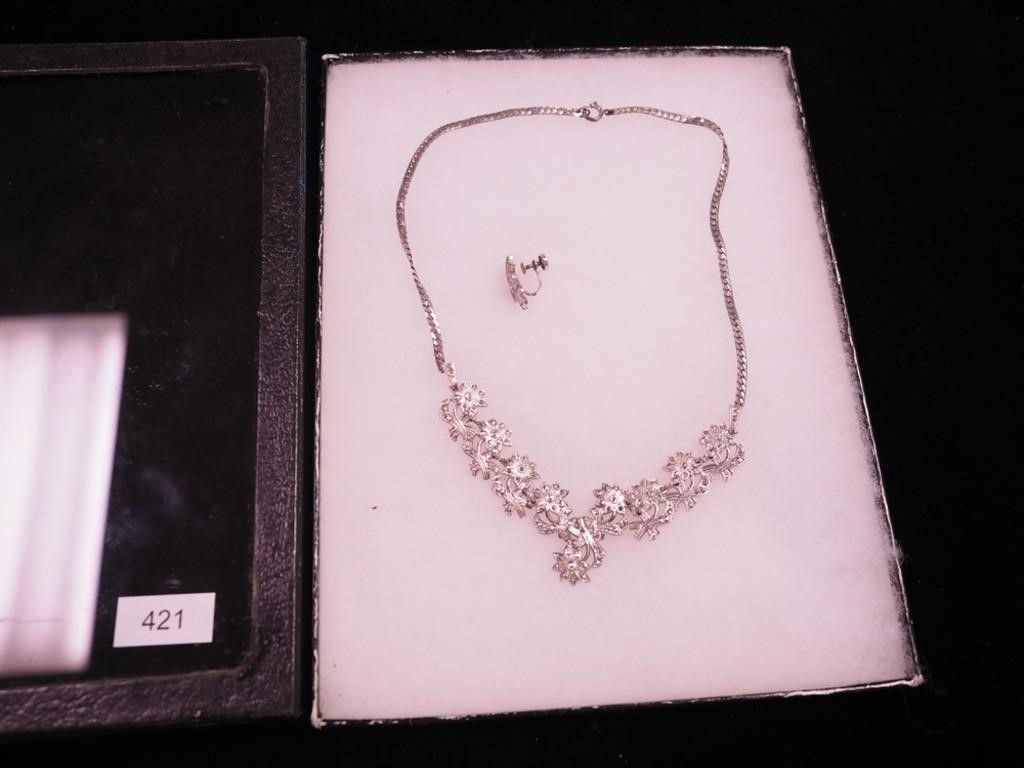 A sterling and marcasite necklace and plus only