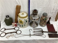 Flat of Primitives & Collectibles Incl. Stoneware