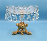 Vintage Crystal and Brass Tazza with Prisms