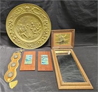 Group of vintage items with a brass hand