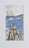 Arthur Moniz Original Watercolor "The Whalemen"