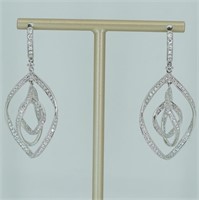 18kt white gold spherical diamond dangle earrings