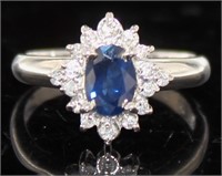 Platinum 1.18 ct Sapphire & Diamond Halo Ring