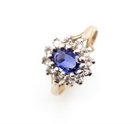 Gemstone and 9ct two tone gold cluster ring