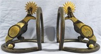 PAIR OF COWBOY SPURS & HORSESHOE BOOKENDS