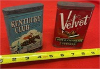 Metal Kentucky Club , Velvet Tobacco Cans