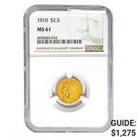 1910 $2.50 Gold Quarter Eagle NGC MS61
