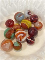 Vintage Marbles Reds Played With Shooters Agate +