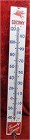 34.5"x4.25" SOCONY porcelain thermometer sign.